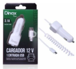 CARGADOR PARA AUTO CABEZA 12V 2 USB DINAX