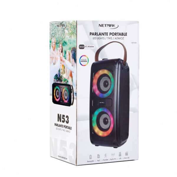 PARLANTE BLUETOOTH RGB LED LIGHTS 3000MAH  NETMAK NM-N53 - Imagen 3