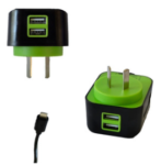 CARGADOR RAPIDO ONLY VERDE 2.0 A 2 USB / V8