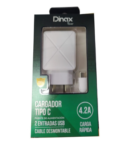 CARGADOR TIPO C 4.2 CABLE DESMONTABLE 2 USB DINAX