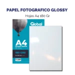 PAPEL GLOSSY RESMA 20 HOJAS A4 180 GRS GLOBAL PAPERG180A4-20