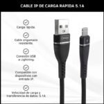CABLE PARA IPHONE CARGA RAPIDA 5.1A DX-IPCAB1M DINAX