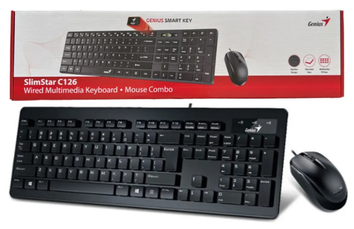 126 KIT TECLADO Y MOUSE GENIUS SLIMSTAR C126 USB - Imagen 1