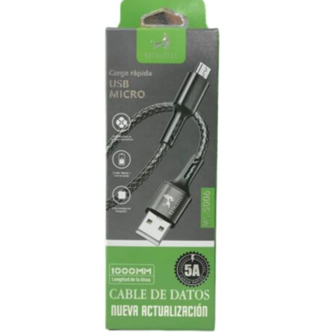 CABLE USB A MICRO USB MALLADO 1M 5A ROYALCELL RC-5006