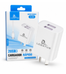 CARGADOR RAPIDO 5A 2 USB + CABLE TIPO C LEGATUS RC5005000B